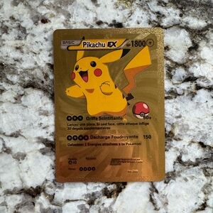Pokemon Pikachu EX Card - Gold and Yellow
